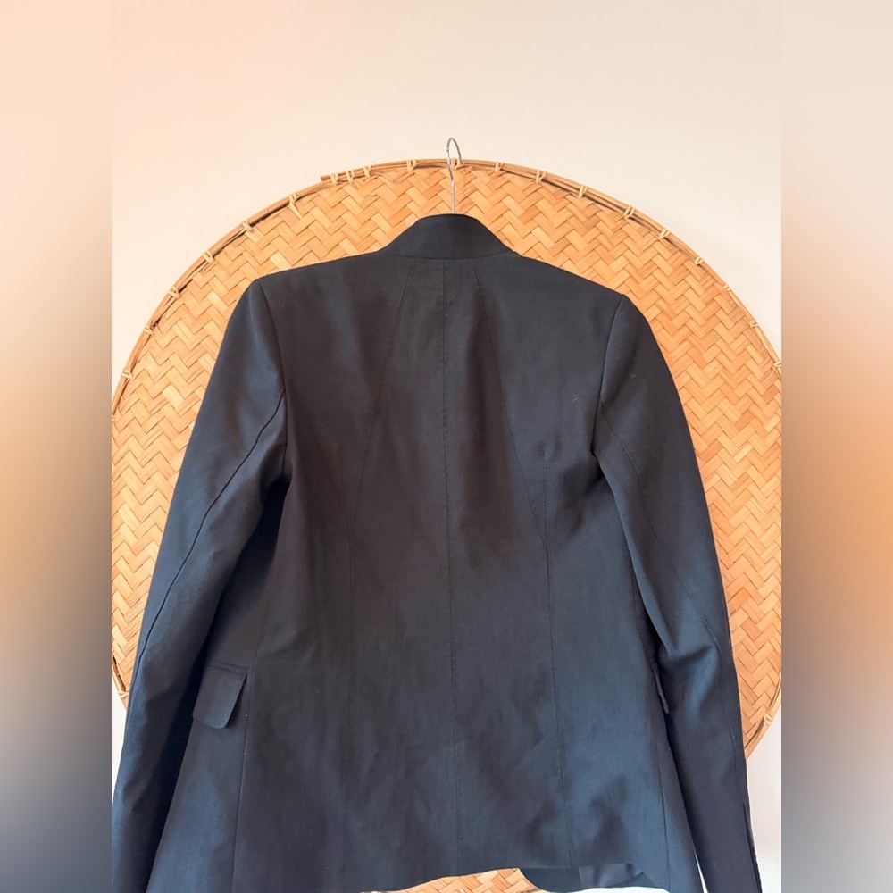 ME + EM WOMEN’s TEXTURED TAILORING COLLARLESS BLACK BLAZER CORPCORE QUIET LUXURY - Picture 13 of 16